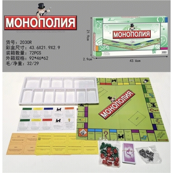 Монополия настольная экономическая игра 43х21х3 см 2030R