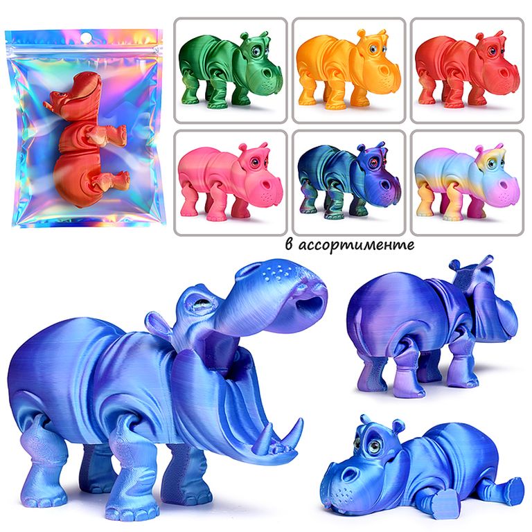 Игрушка-антистресс Бегемот, в индивидуальной упаковке 22x16x6 см 00-8148