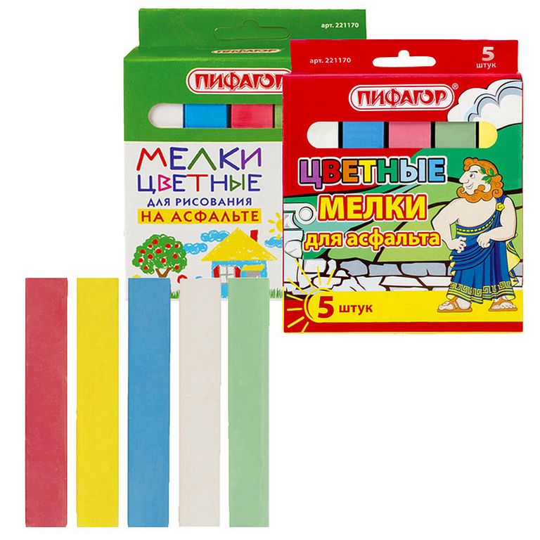 Набор мелков, 5 цветов. в коробке 12х10х3 см 221170