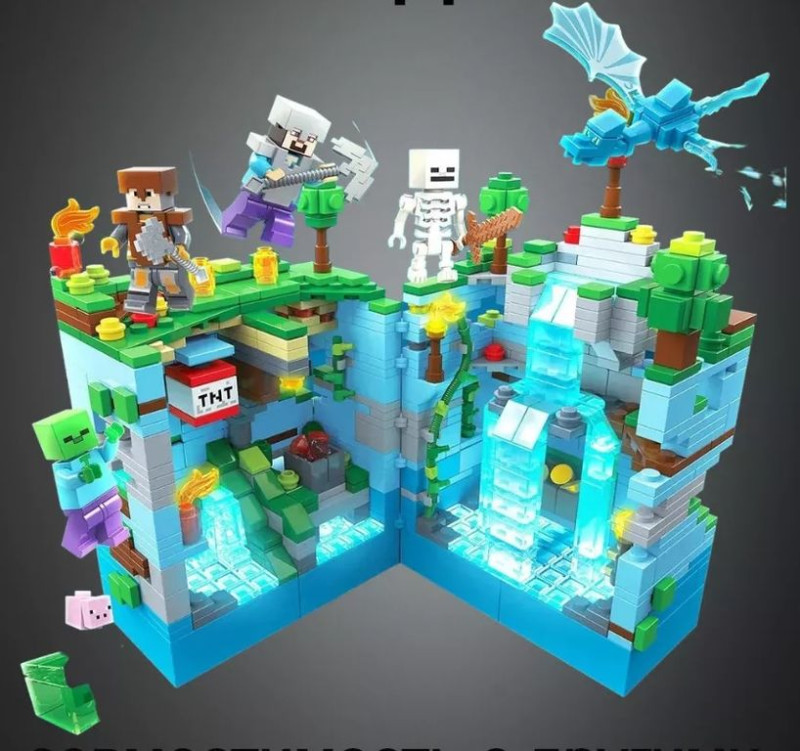 Конструктор МК Битва за крепость, Ледяной дракон, 503 детали, LED подсветка 47х7х33 см LB606