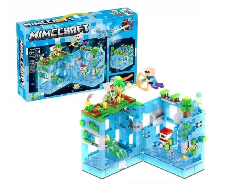 Конструктор МК Битва за крепость, Ледяной дракон, 503 детали, LED подсветка 47х7х33 см LB606