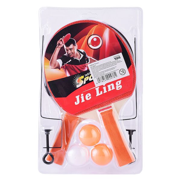 Набор для настольного тенниса 2 ракетки, 3 мяча, крепления, сетка, на блистере 29х18х4см 00-5681