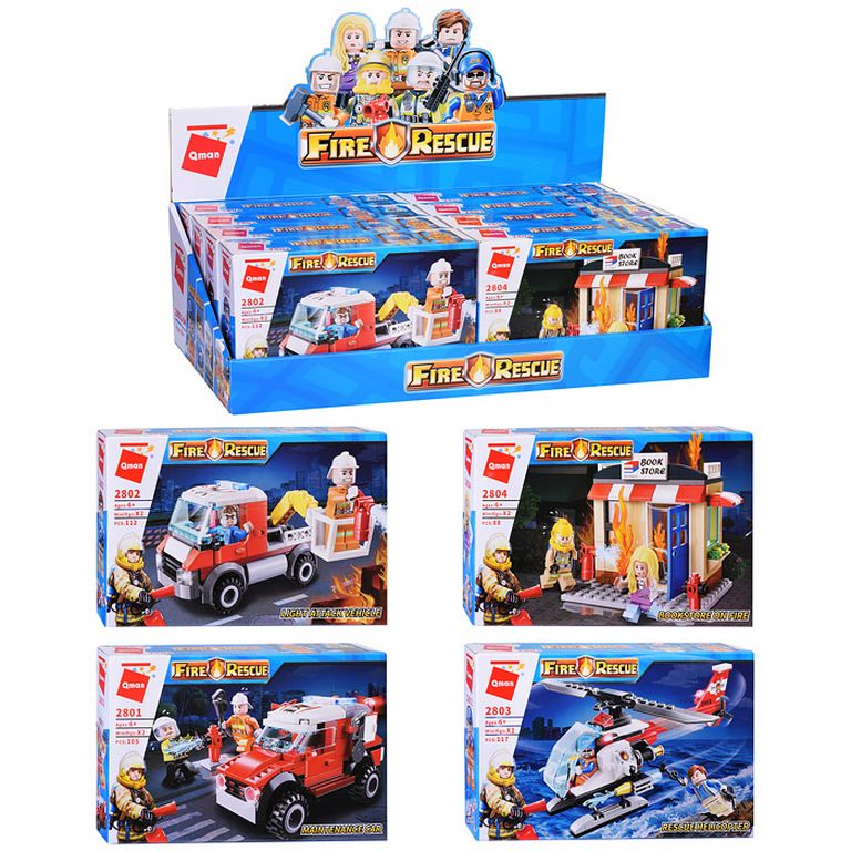 Конструктор Пожарные 8 шт в боксе 2801-2804