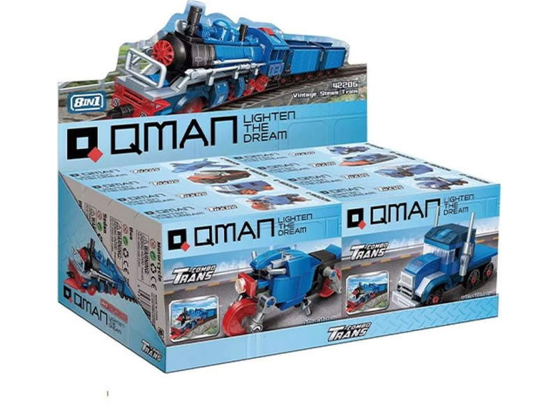 Конструктор брик QMAN Транспорт 8 штук в шоубоксе 45х19х14 см 152947