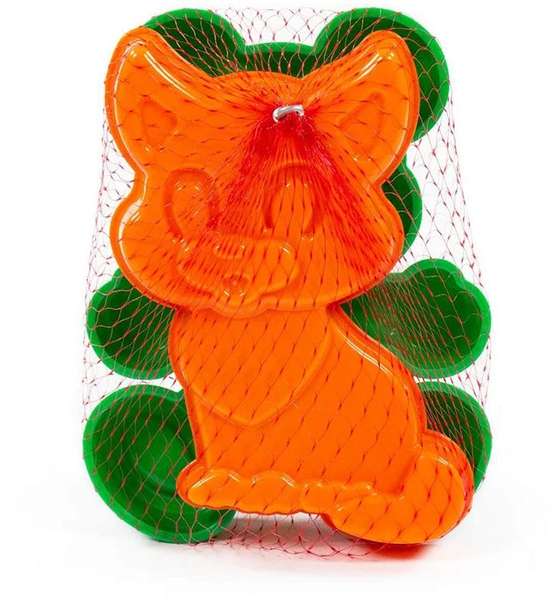 Формочки котёнок + медведь для игры на песке, в сетке 11х16х5см 7162
