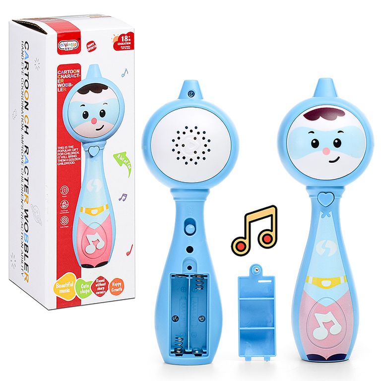 Погремушка Счастливый малыш голубой, в коробке 7х6,5х18 см 368-113B