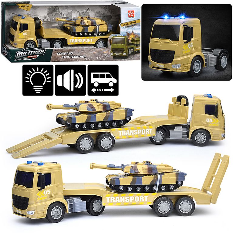 Машина Военный автовоз, свет, звук, в коробке 43х10,5х17 см RJ3365