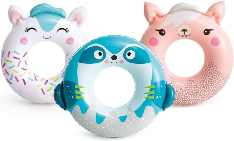 INTEX Круг для плавания CUTE ANIMAL для детей 8-12 лет, диаметр 84-91 см 59266NP
