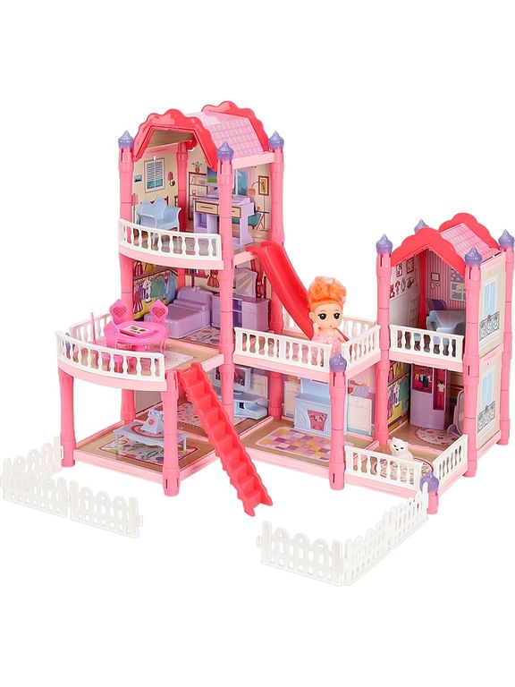 Домик для кукол Вилла, с куклой и собакой в наборе, 202 детали, в кор. 26х8х37 см Y27980003