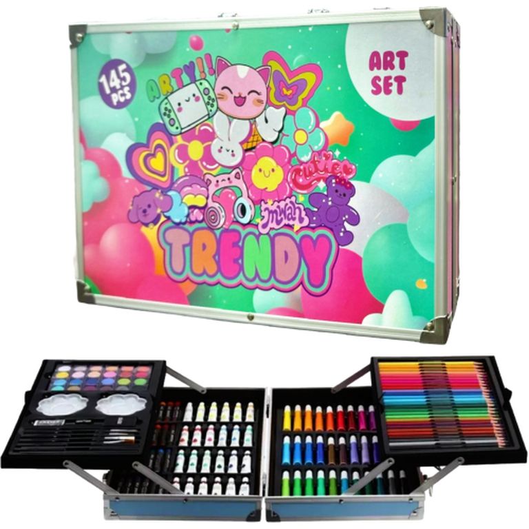 Детский набор для творчества 145 предметов Trendy Cat, в чемодане 34х23,5х8см 7896