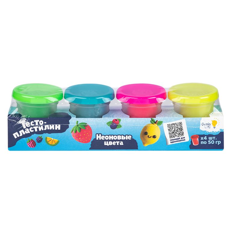 Набор для детской лепки Тесто-пластилин Неоновые цвета 4 цвета 5х6х23 см TA1016V