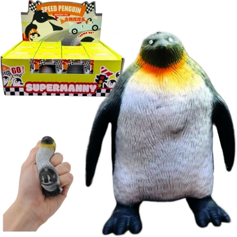 Антистресс-мялка Пингвин 9 см., в индивидуальной коробке, 12 штук в шоубоксе 1125