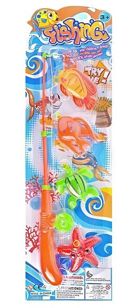 Набор магнитной рыблки, удочка, 4 обитателя океана, в ассортименте, на блистере 16х53х4 см 141395