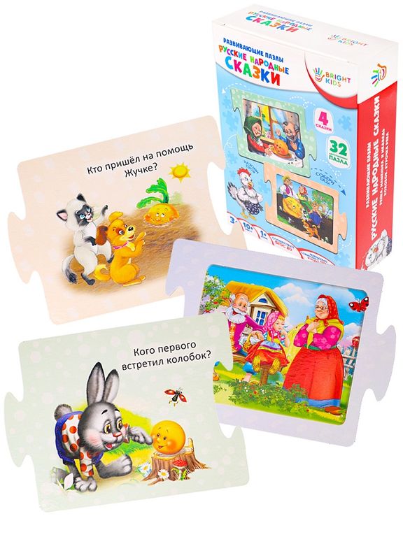 Настольная игра, Развивающая игра-пазл. Русские народные сказки 4,6х11,7х16,4 см ИН-1686