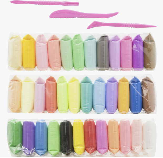 Воздушный пластилин 390 грамм, БОЛЬШОЙ, 36 цвета 30х5х21см 1536