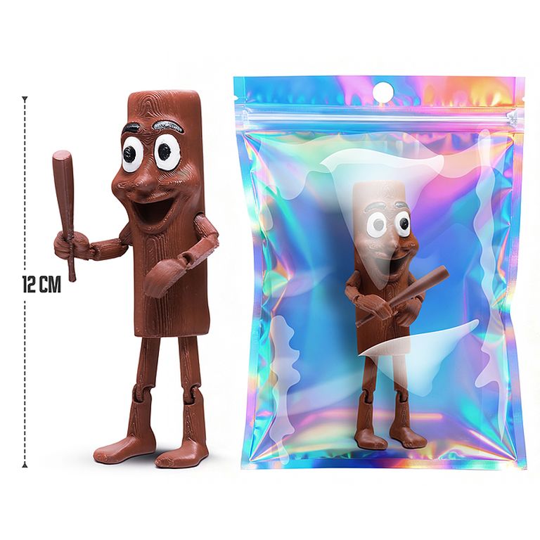 Игрушка-антистресс Полено с дубинкой 12 см., в индивидуальной упаковке 12х9х3 см 00-7182