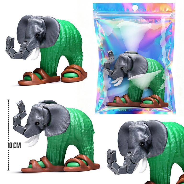 Игрушка-антистресс Слон-кактус 10 см., в индивидуальной упаковке 10x12x6 см 00-7181