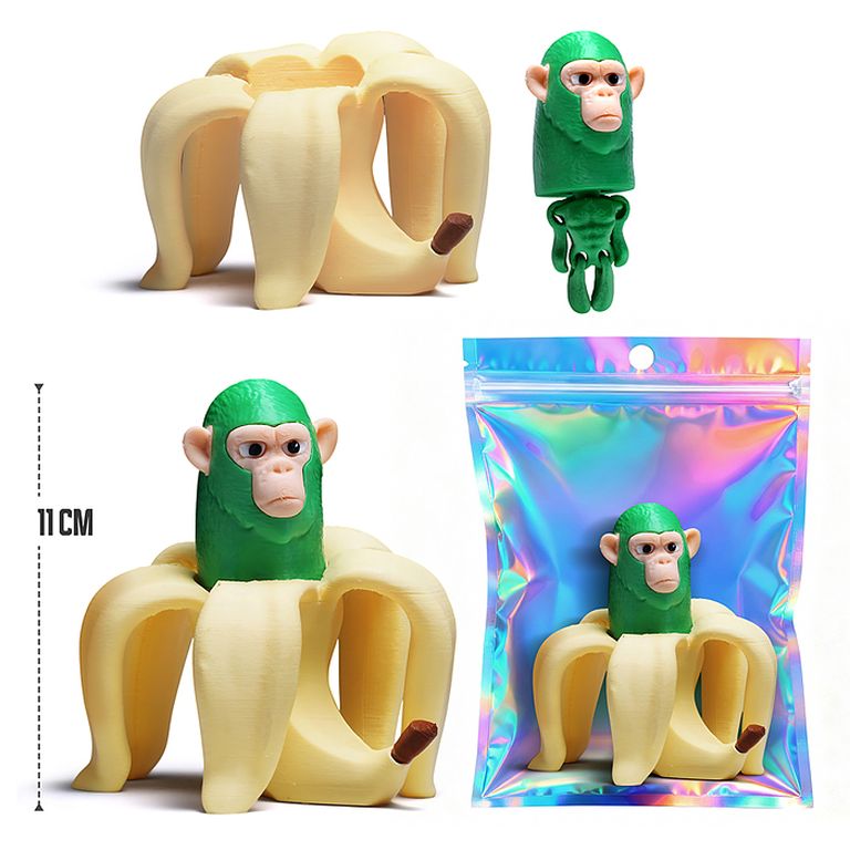 Игрушка-антистресс Обезьянка в банане 11 см., в индивидуальной упаковке 16x10x8 см 00-7180