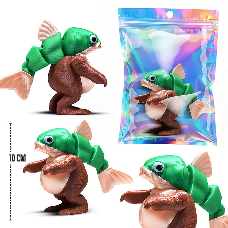 Игрушка-антистресс Необычная рыба 10 см., в индивидуальной упаковке 12х11х5 см 00-7183