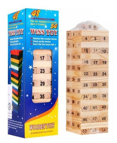 Джанга Wiss Toy, синяя коробка с цифрами, 54 элемента 22х7х7 см 06311