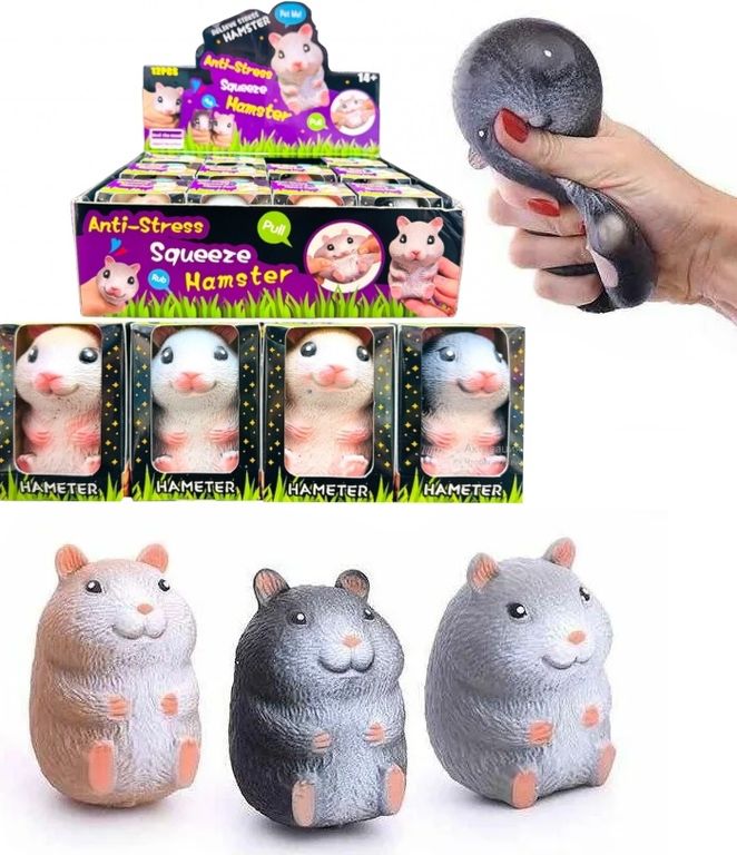 Антистресс-мялка Хомяк, в индивидуальной коробке, 12 штук в шоубоксе 25х18х8 см 1124