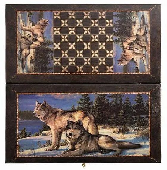 Нарды средние деревянные с рисунком в вссорти 50х4х26 см 53556