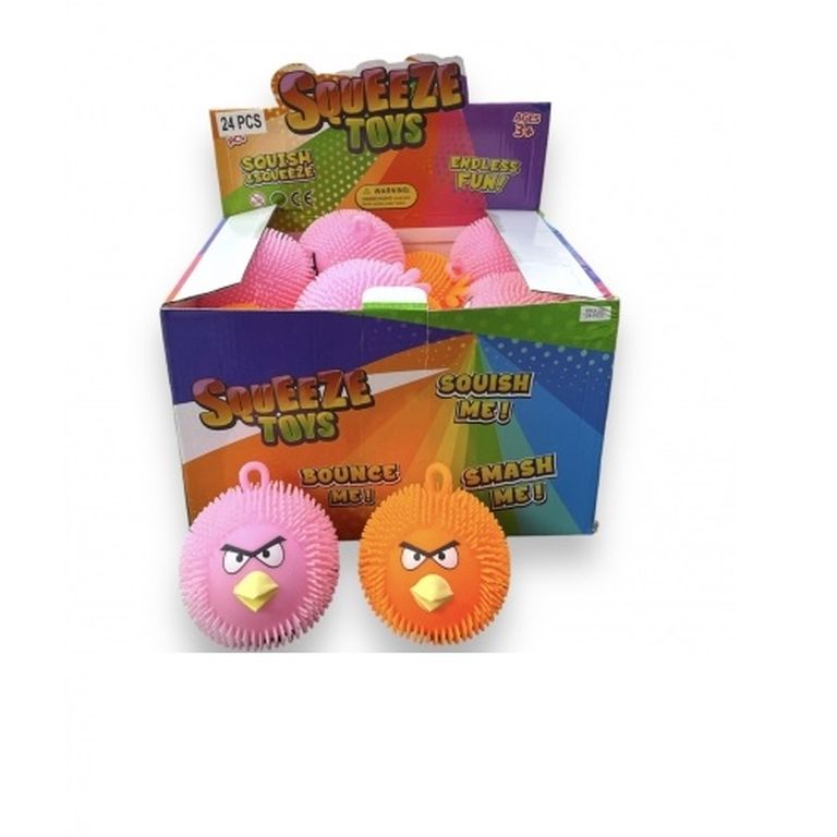 Антистресс-ежик Злая птичка, светящаяся, 24 штуки в упаковке 17х28хх19 см 5111