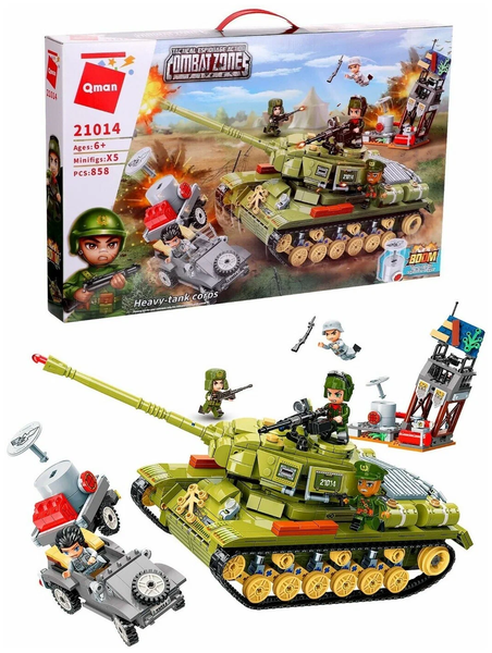 Конструктор Танк, 858 деталей, 5 минифигурок, в коробке 7,6х36,2х56,4см 21014Q