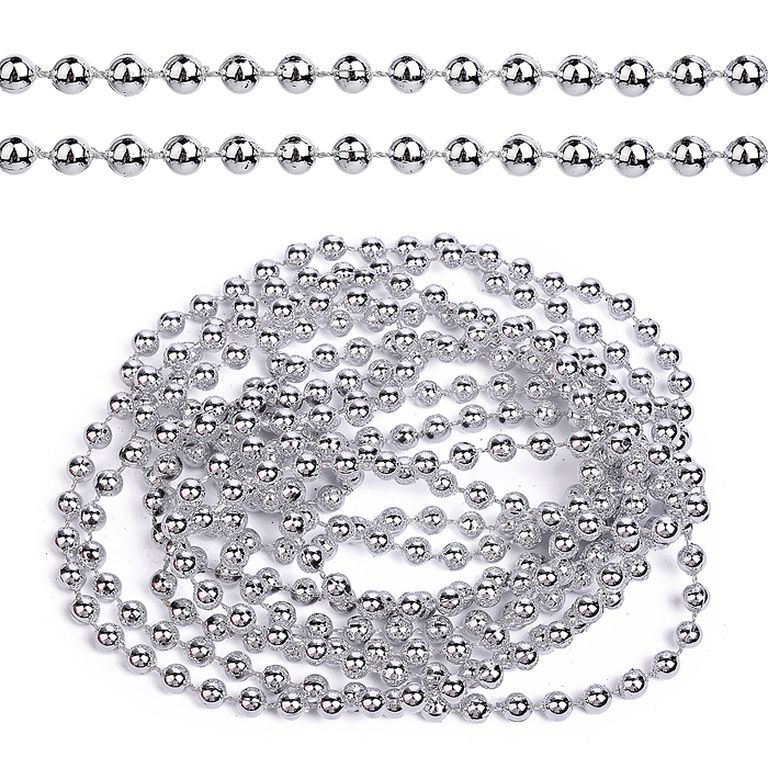 Бусы новогодние серебро, длина 2,7 метра 40х12х1 см S2663