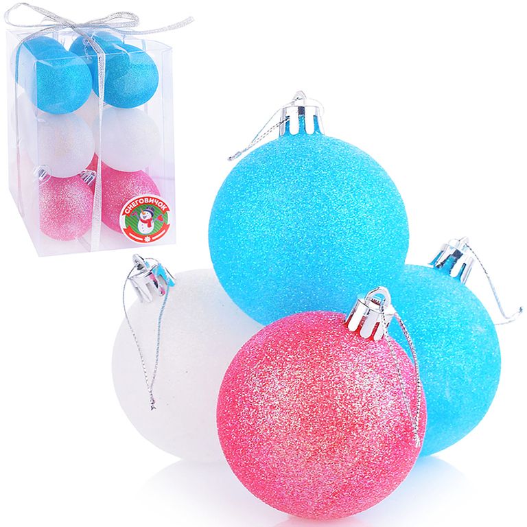 Набор шаров 6 см., 12 штук, в коробке 11,5х11,5х17,5 см S1299