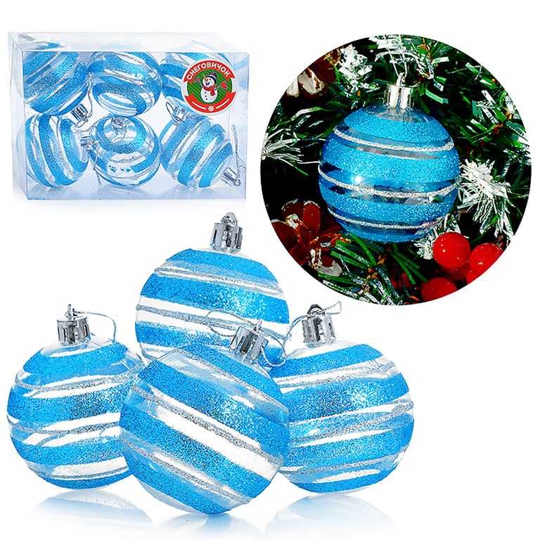 Набор шаров Ледяной шик, 6 см., 6 штук в коробке 18х12х6 см S0149-1