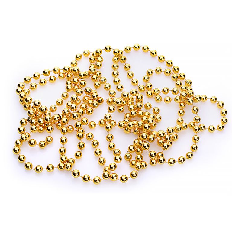 Новогоднее украшение Бусы золотые, длина 2,7 метра, в пакете 30x6x1 см S0971-2