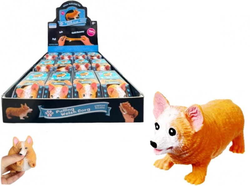 Антистресс-мялка Корги 10 см., в индивидуальной упаковке, 12 штук в шоубоксе 12х30х5 см 1120