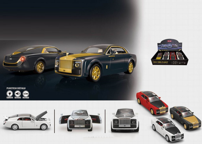 Металлическая машина Huiying Rolls-Royce 20,5х7х5,5см, звук, свет 4 шт в дисплее 35х23х7,5см M929E