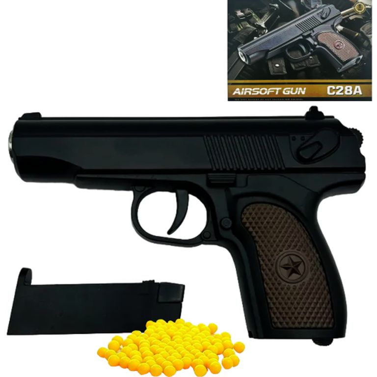 Пистолет игрушечный металлический Airsoft Gun, в коробке 13х18х4 см C28A