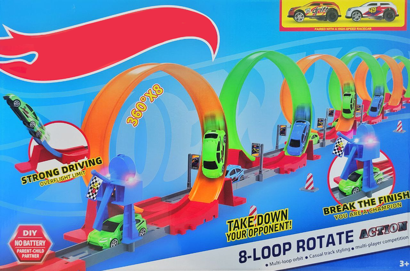 Трек ХВ 8 петель, 360х8, аксессуары, 2 машинки в комплекте, в коробке 53,5х35,5х8см 666-7