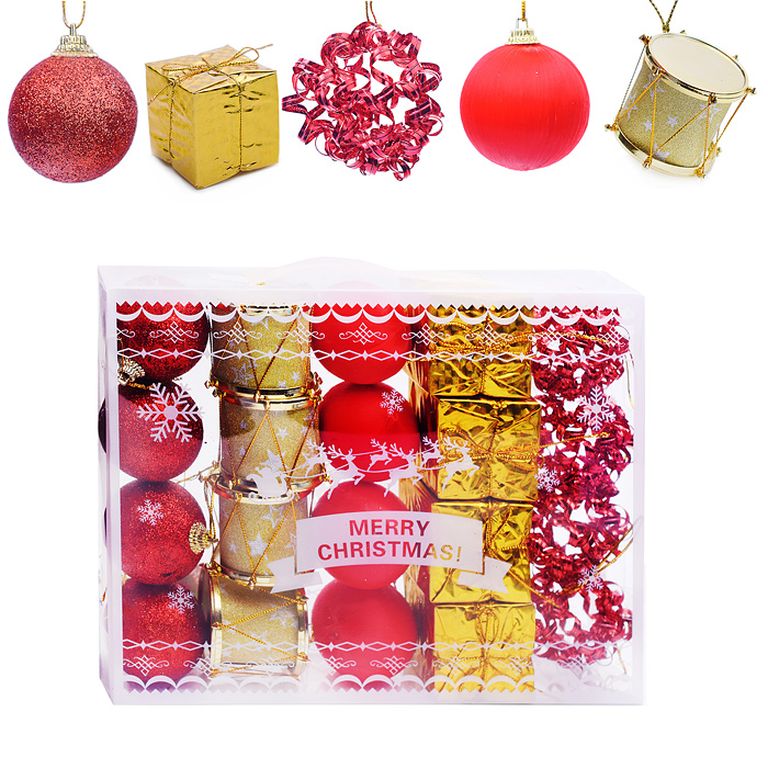 Набор новогодних украшений Метелица, красные и золотые, 5 см., 20 шт.20х24х5 см S1672