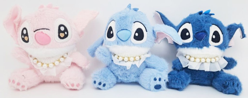 Мягкий брелок Стич 13 см., с украшением из бусин, в ассортименте 12 штук в пакете 11х13х6 см 17052