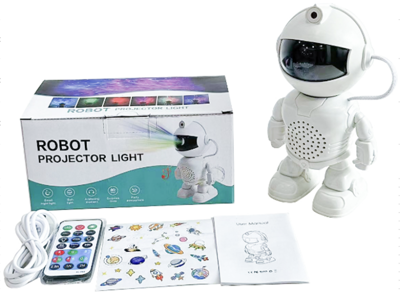 Детский Ночник звездное небо Робот с музыкальной колонкой блютуз 20х12х10 см XL-737