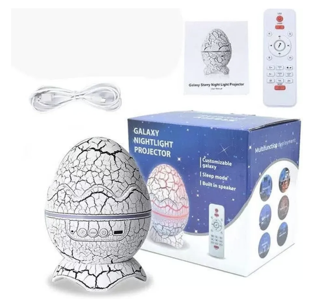 Ночник светильник проектор звездное небо, цвет Белый Яйцо дракона с bluetooth колонкой 16х13х13 см XL-736-B