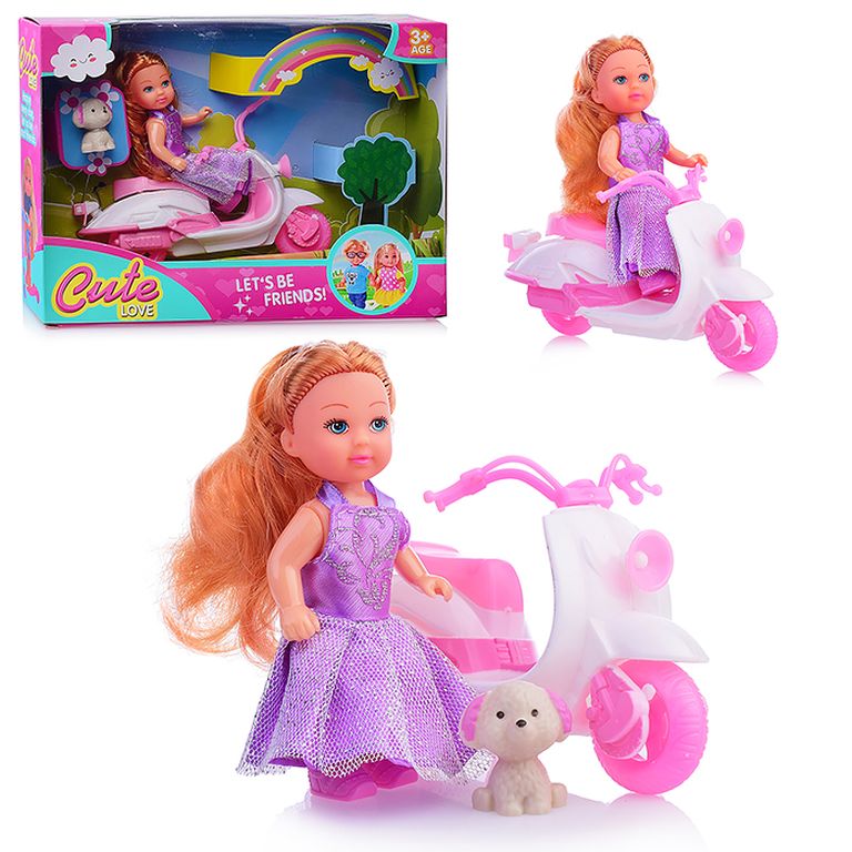 Кукла в наборе с мотороллером и животным 24х18х6 см. SM022-3