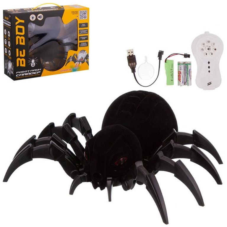 Робот-паук черный, на пульте управления, подвижные лапки, пар 31х10х24 см IT108854