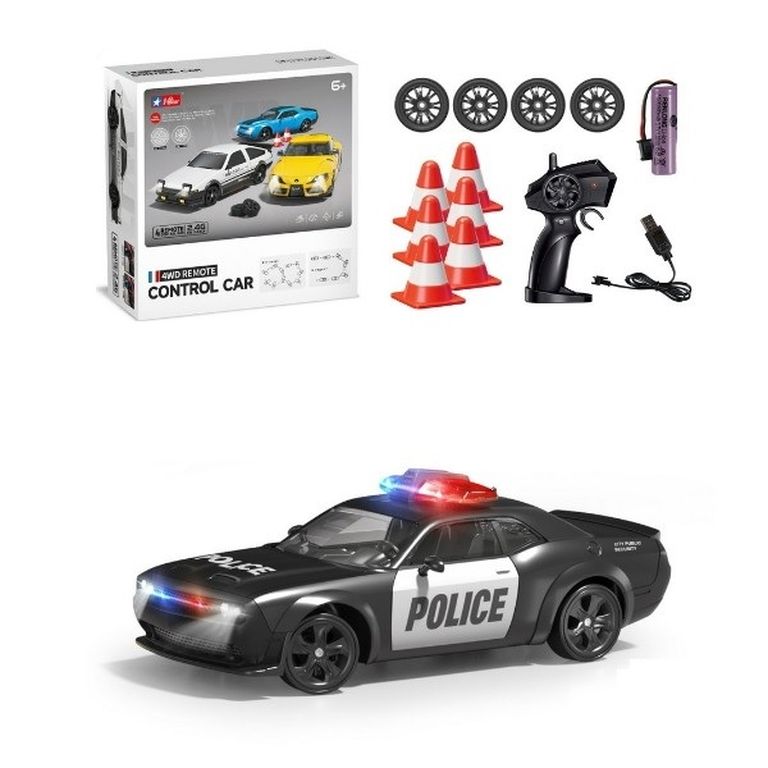 Набор Полицейский автомобиль на пульте управления, дорожные конусы, колеса, USB 22х22х7 см Y27469065