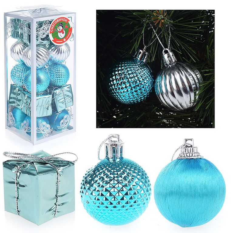 Набор новогодних украшений Зимняя сказка 20 штук в коробке 20х8х8 см S0126-3