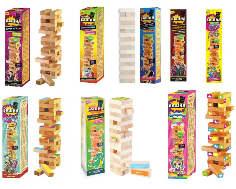 Джанга-большая башня, в ассортименте 54 блока 35х8х8 см 20001-20017