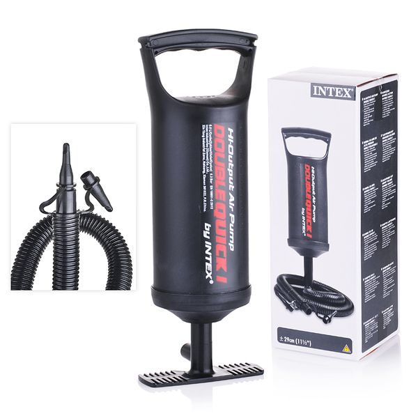 INTEX Насос ручной-ножной 30 см, поршневой, 3 насадки, в коробке 10х10х30см 68612