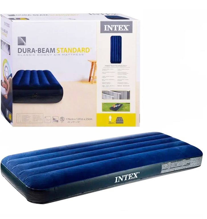 INTEX Матрас надувной Classic Downy Fiber-Tech, 76x191x25см, в коробке 30x24x9см 64756NP