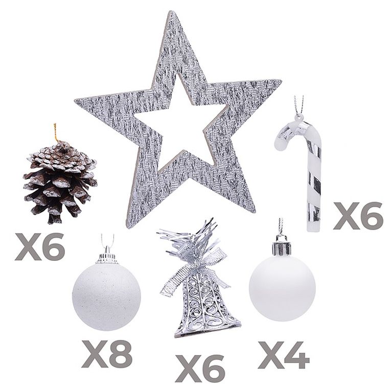 Набор новогодних шаров Новогодний маскарад белые 4 см, 31 штука 24х16х4 см S1658