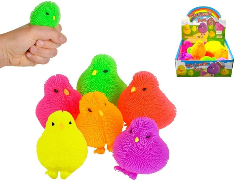Антистресс Цыпленок пушистый, светится, 12 штук в боксе 24х21х9 см 830