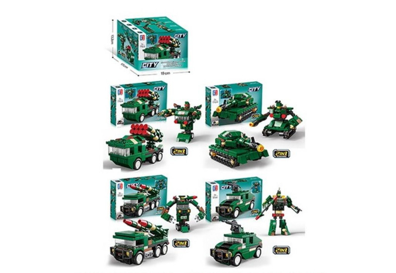 Конструктор Армия-трансформеры, 4 штуки в шоубоксе 19х17х13 см 153036